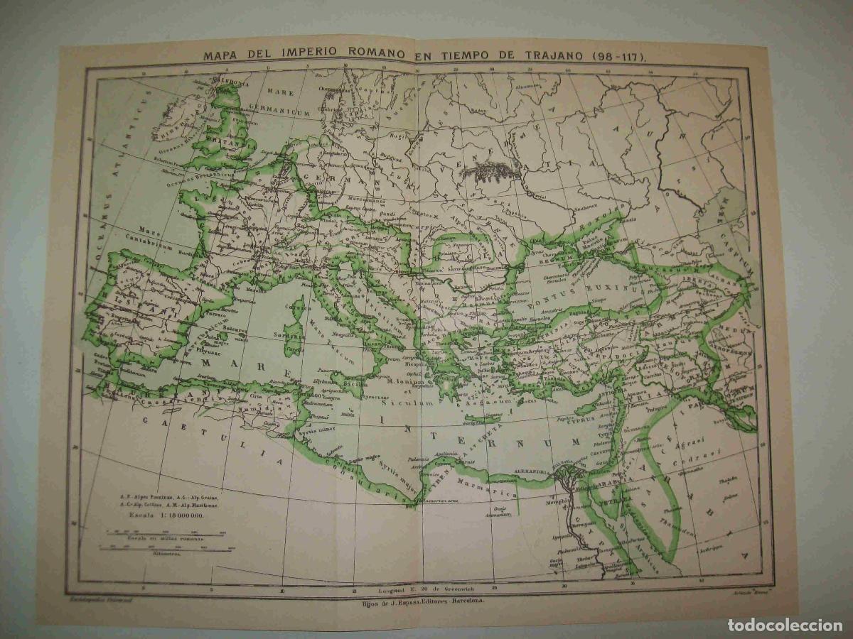 Postkarten: LAMINA ESPASA 19196: Mapa de Roma en tiempos de Trajano - Varios