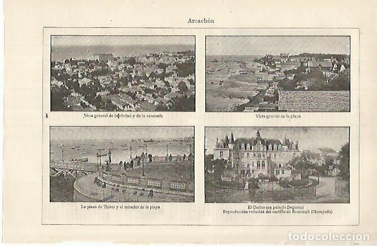 Postkarten: LAMINA ESPASA 26274: Vistas de Arcachon Francia - Varios