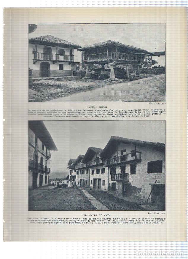 Postales: Lamina/sheet/feuille numerada 021/022: Caserio Astur, Calle de Maya y vista de la sierra de Gredos