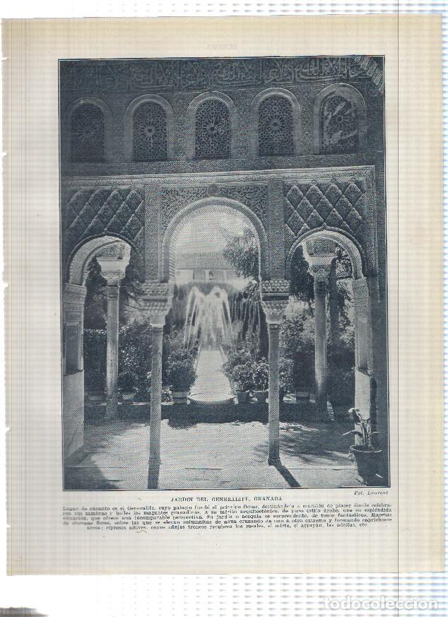 Postkarten: Lamina/sheet/feuille numerada 211/212: Jardin del Generalife en la alhambra de Granada y Iglesia de