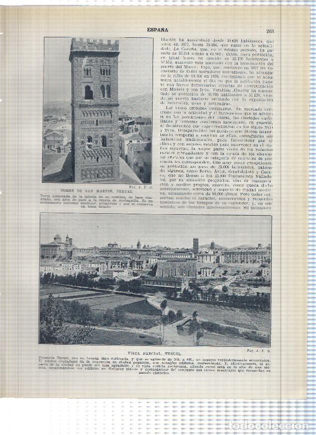 Postais: Lamina/sheet/feuille numerada 263/264: Torre de San Martin y vista parcial de Teruel, Vista general