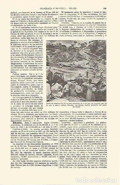 Postkarten: LAMINA ESPASA 21677: Construccion de la autopista entre Brasilia y Belem en Brasil - Varios