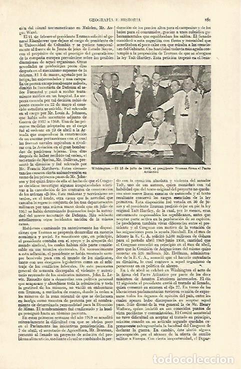 Postales: LAMINA ESPASA 26779: Truman firma el Pacto Atlantico en 1949 - Varios