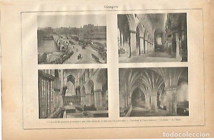 Postales: LAMINA ESPASA 2116: Vistas de Glasgow Escocia - Varios Autores