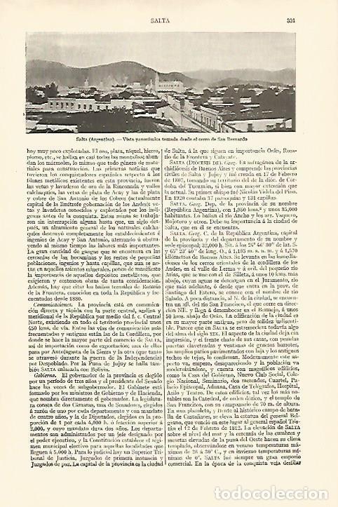 Postais: LAMINA ESPASA 18208: Vista de Salta Argentina - Varios