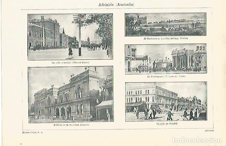 Postais: LAMINA ESPASA 8097: Vistas de Adelaida Australia - Varios