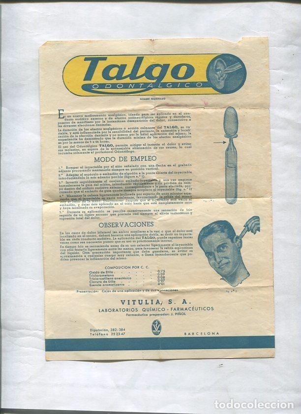 Postales: Folleto propaganda Talgo Odontalgico de la firma Vitulia S.A. - varios