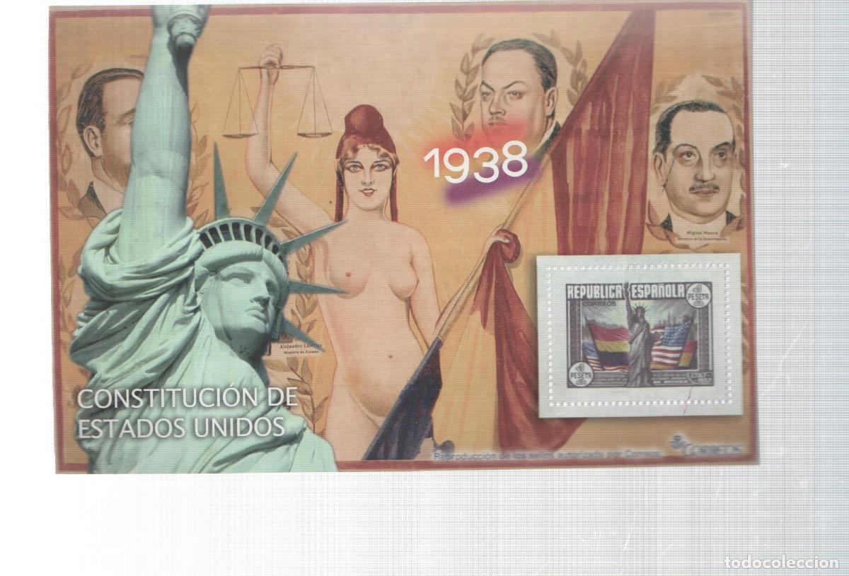 Cartes Postales: La Guerra Civil Espa&ntilde;ola en sellos de correos: Juego 1 sellos 1938: Constitucion de Estados Unidos -