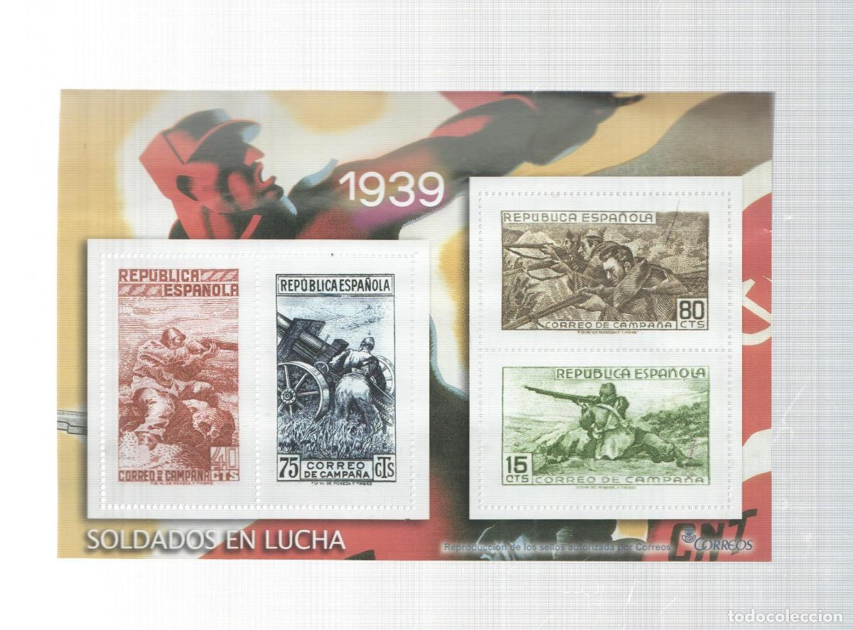 Postkarten: La Guerra Civil Espa&ntilde;ola en sellos de correos: Juego 4 sellos 1939: soldados en lucha - varios