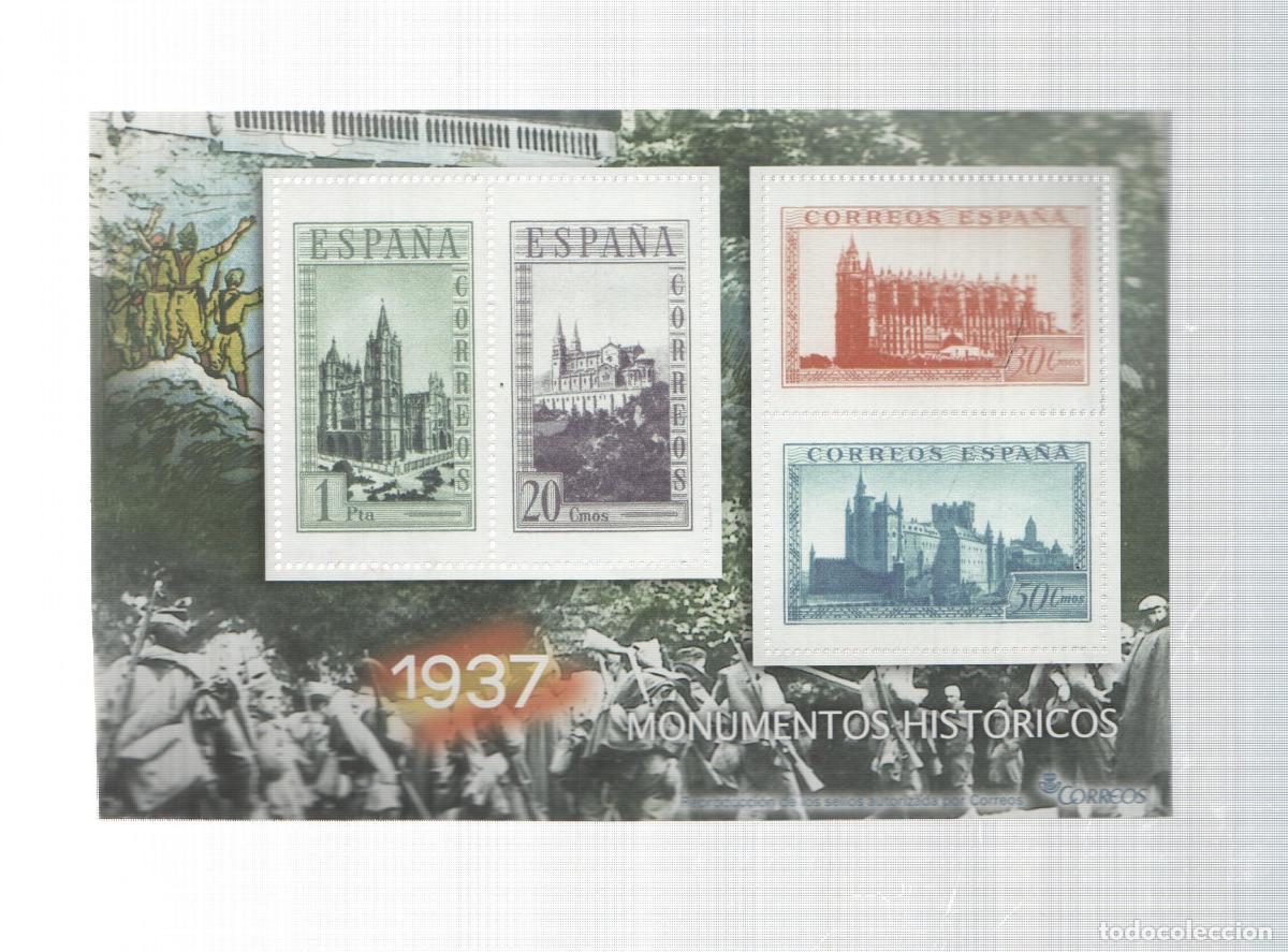 Postkarten: La Guerra Civil Espa&ntilde;ola en sellos de correos: Juego 4 sellos 1937: Monumentos historicos - varios