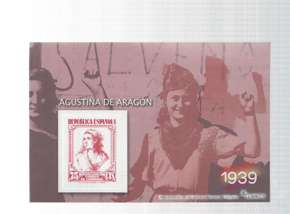 Postkarten: La Guerra Civil Espa&ntilde;ola en sellos de correos: Juego 1 sellos 1939: Agustina de Aragon - varios