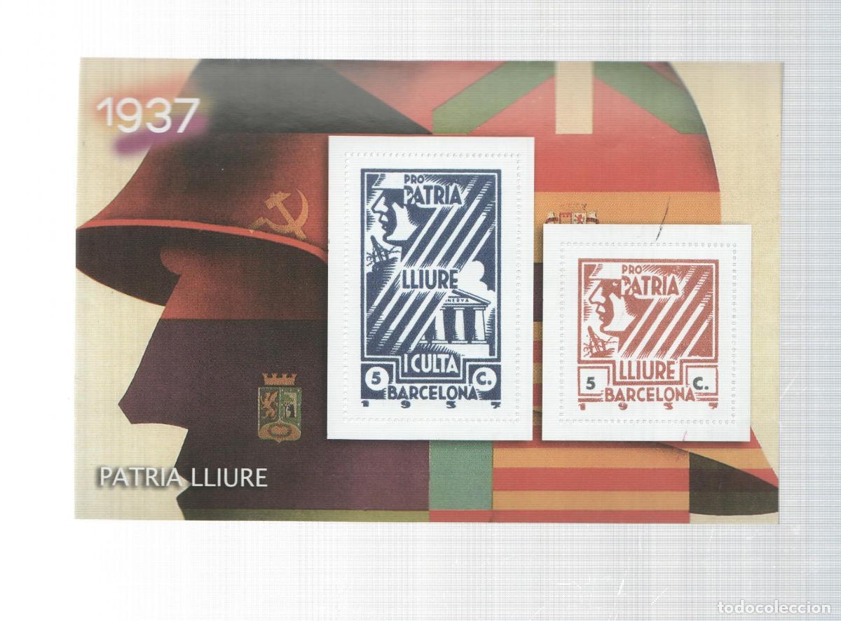 Cartes Postales: La Guerra Civil Espa&ntilde;ola en sellos de correos: Juego 2 sellos 1937: Patria Lliurw - varios