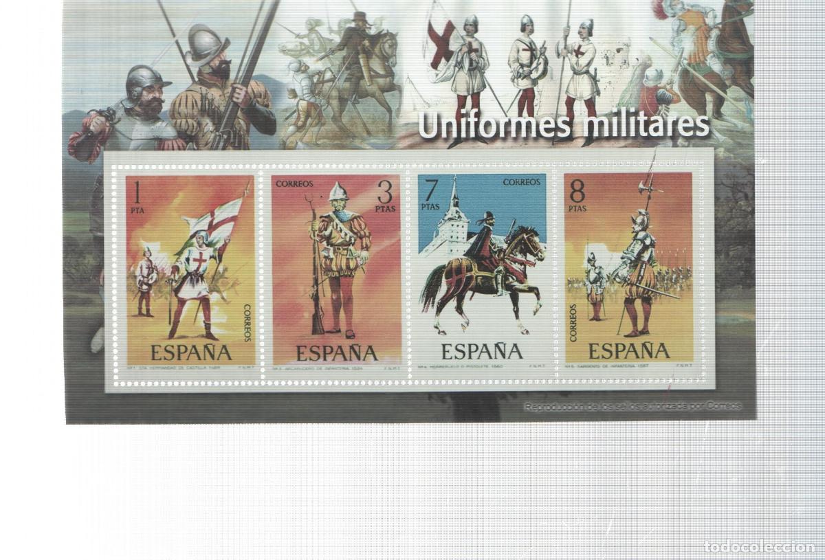 Cartes Postales: El Franquismo en sellos y billetes: 4 sellos: Uniformes militares - varios