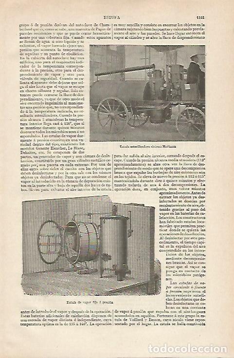 Postales: LAMINA ESPASA 16404: Estufa sistema Hartman y estufa de vapor - Varios