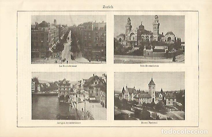 Cartoline: LAMINA ESPASA 1687: Vistas de Zurich Suiza - Varios Autores