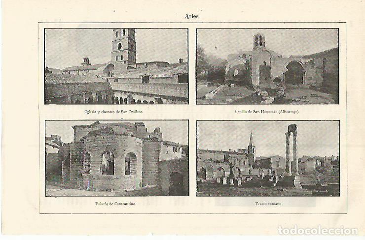 Cartes Postales: LAMINA ESPASA 12786: Vistas de Arles Francia - Varios