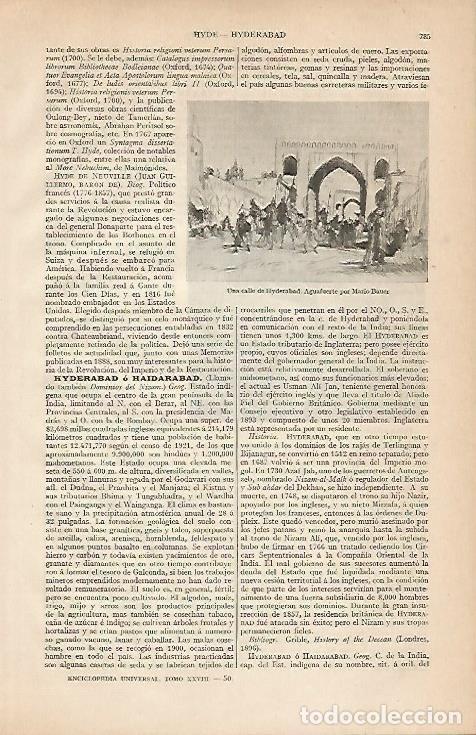 Postais: LAMINA ESPASA 4513: Una calle de Hyderabad por Bauer - Varios Autores