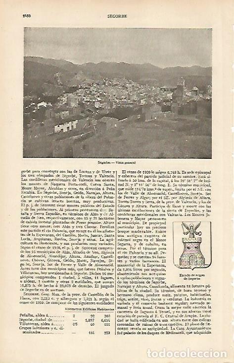 Postcards: LAMINA ESPASA 19669: Escudo y vista de Segorbe - Varios