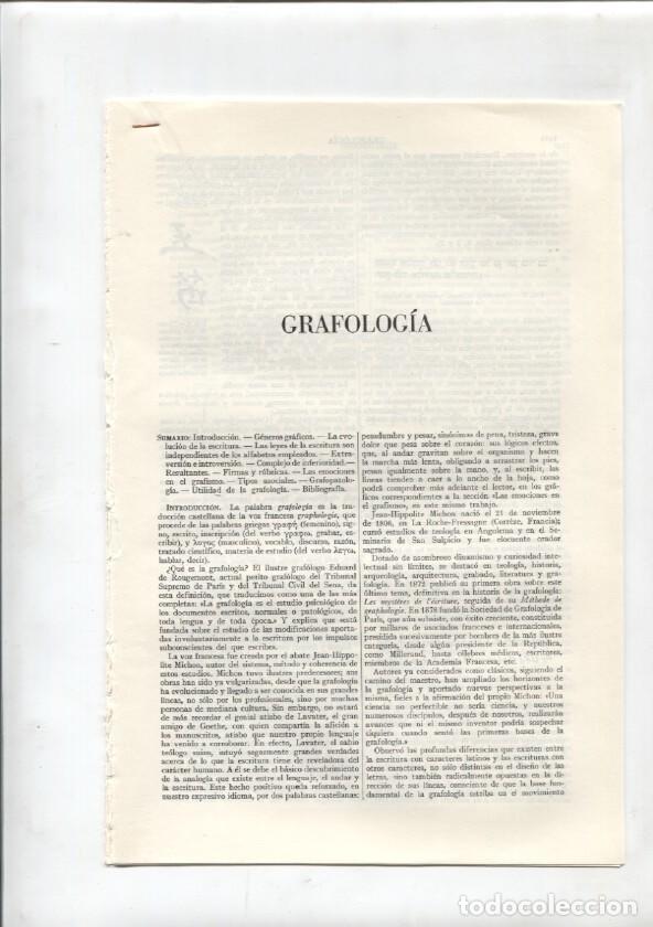 Postcards: Espasa Calpe: Grafologia (12 paginas con grabados) -