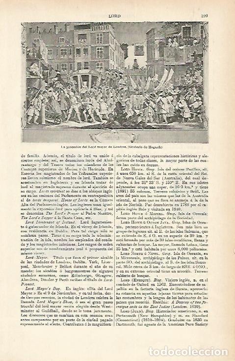 Postais: LAMINA ESPASA 1877: La procesion del Lord Mayor de Londres - Varios Autores