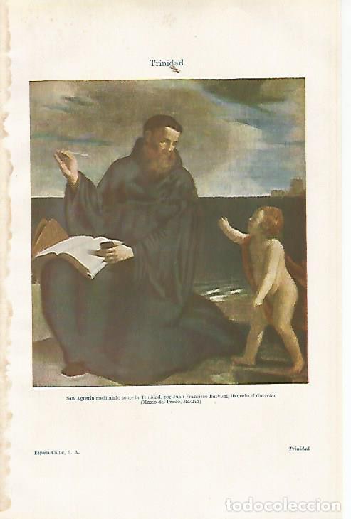 Postales: LAMINA ESPASA 20435: San Agustin meditando sobre la Trinidad por El Guercino - Varios