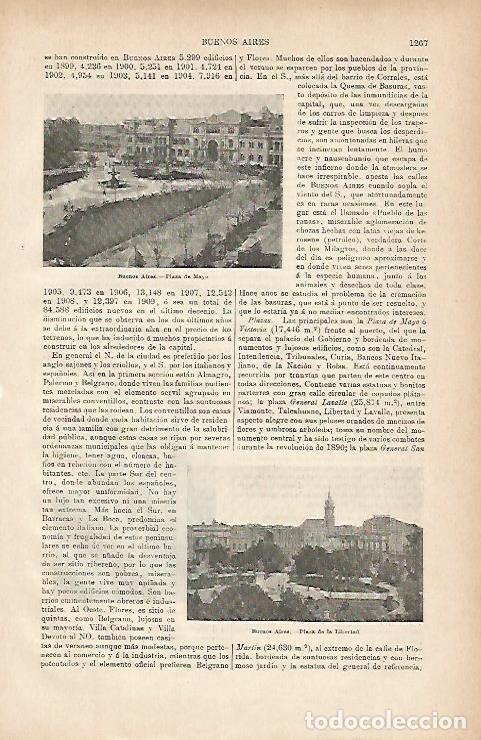 Cartes Postales: LAMINA ESPASA 11861: Plaza de Mayo y Plaza de la Libertad en Buenos Aires - Varios