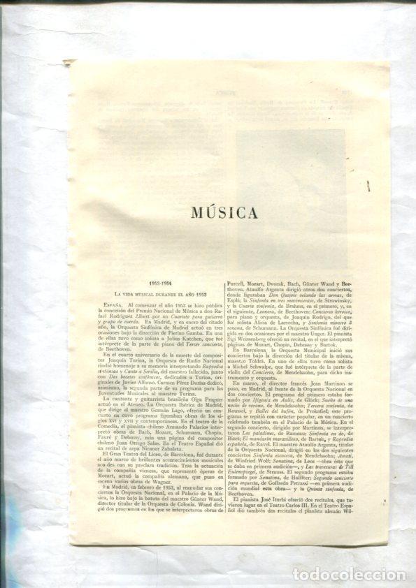Cartes Postales: ESPASA 1953/1954: Apendice de 22 paginas dedicado a la Musica - Varios
