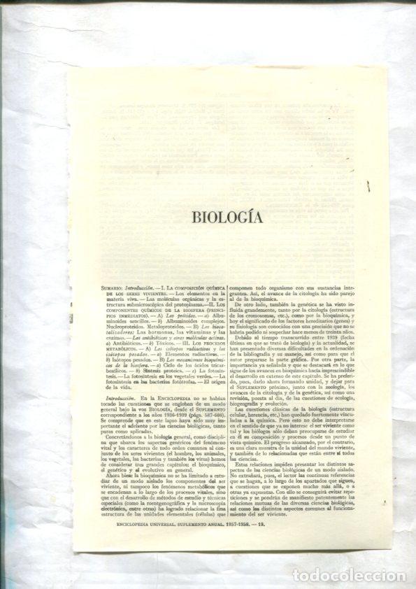 Cartes Postales: ESPASA 1957/1958: Apendice Biologia : 48 paginas - Varios