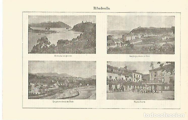 Postkarten: LAMINA ESPASA 13582: Vistas de Ribadesella Oviedo - Varios