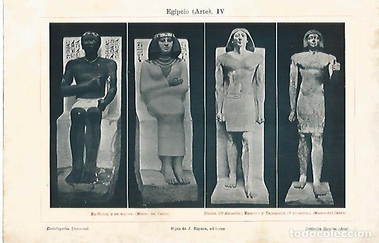 Postcards: LAMINA ESPASA 6803: Esculturas de Ra-Hotep y su esposa y de Nefert y Ranofor. Egipto - Varios Autore