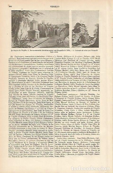 Cartes Postales: LAMINA ESPASA 4104: La tumba de Virgilio segun una litografia de 1834 - Varios Autores