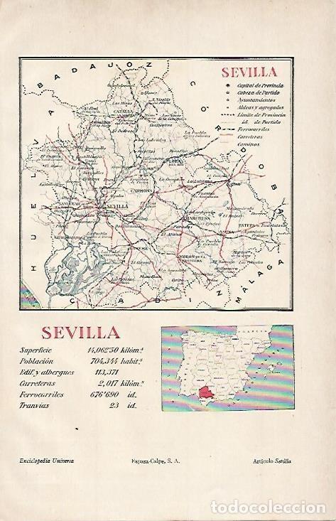Postkarten: LAMINA ESPASA 577: Mapa de Sevilla - Varios autores