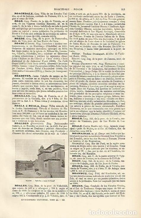Postales: LAMINA ESPASA 6679: Iglesia de Roales Valladolid - Varios Autores