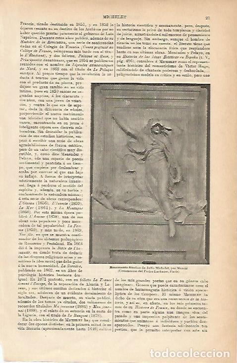 Postales: LAMINA ESPASA 5122: Monumento funebre de J. Michelet por Mercie en Paris - Varios Autores