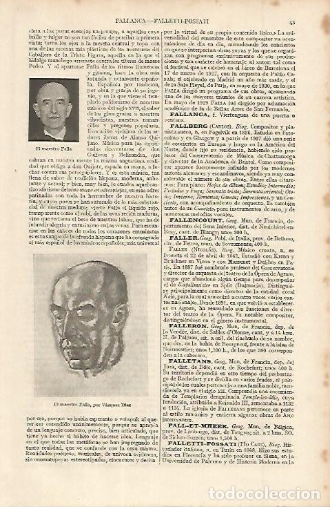 Postales: LAMINA ESPASA 11293: El maestro Falla por Vazquez Diaz - Varios