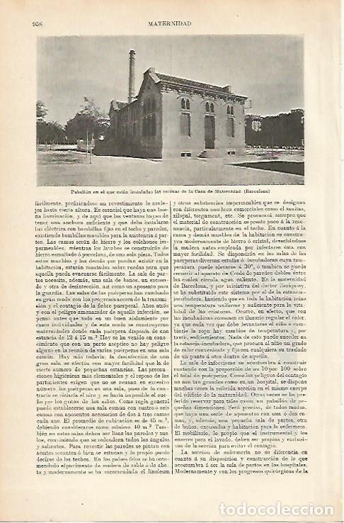 Postais: LAMINA ESPASA 1190: Pabellon de las cocinas de la Casa de la Maternidad Barcelona - Varios Autores