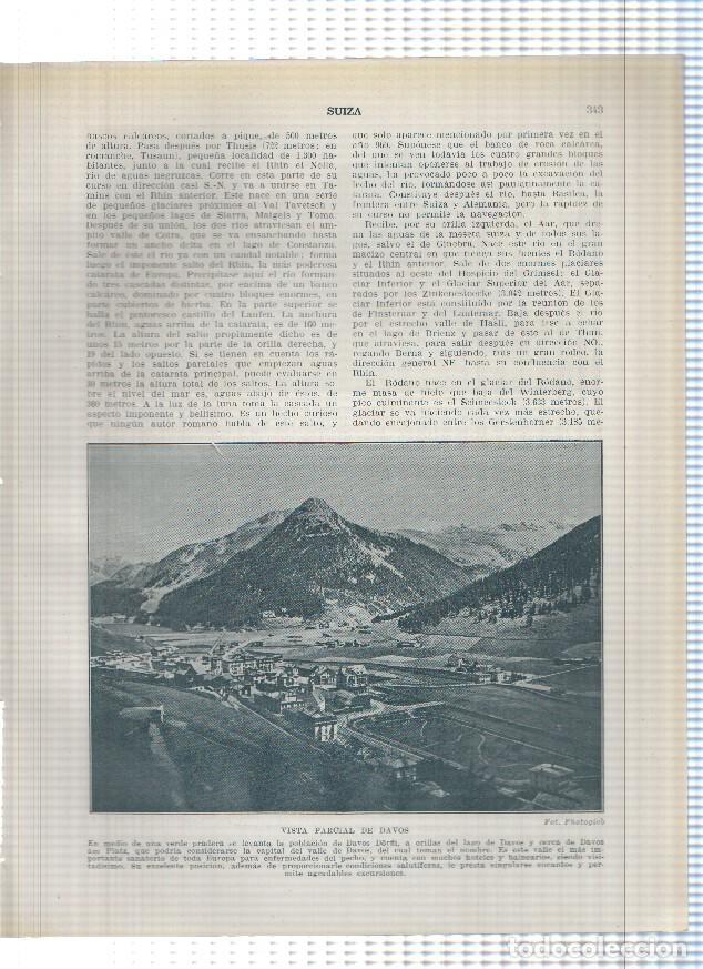 Postais: Lamina/sheet/feuille numerada 343/344: Suiza: Vista de Davos, Lago de los cuatro cantores y El rhin