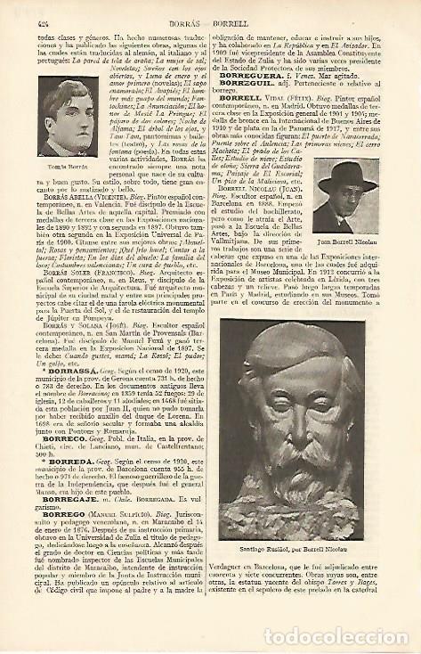 Postales: LAMINA ESPASA 8174: Santiago Rusi&ntilde;ol bussto de Borrell Nicolau - Varios