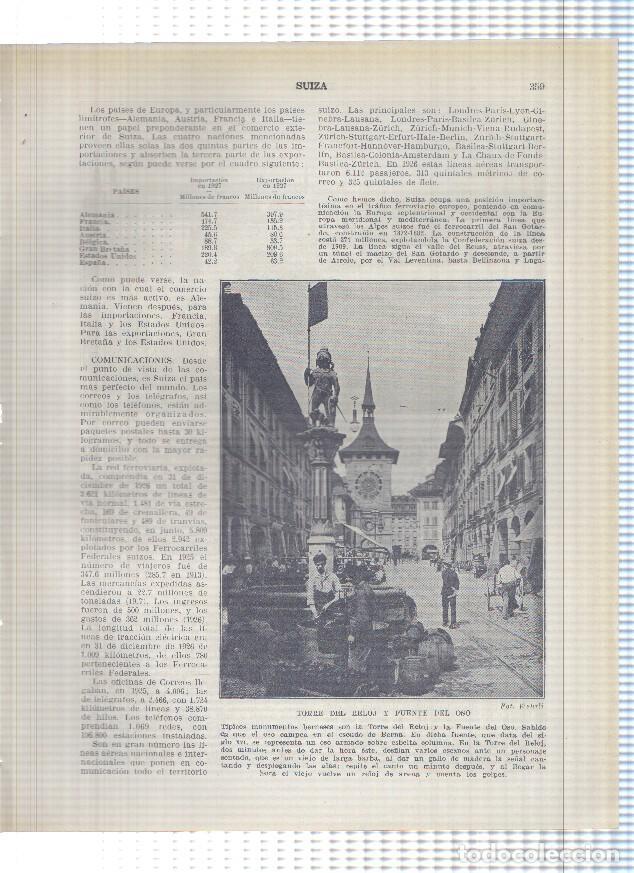 Postales: Lamina/sheet/feuille numerada 359/360: Suiza: torre del reloj y fuente del oso y vista de Zurich