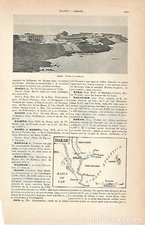 Postkarten: LAMINA ESPASA 2005: Punta de la Defensa en Dakar y plano de Dakar Senegal - Varios Autores