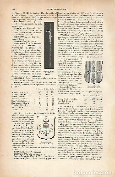 Postales: LAMINA ESPASA 22273: Escudo de La Bisbal en Girona y de Bisaurin en Huesca - Varios