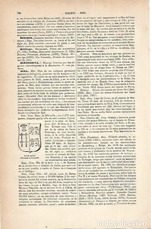 Postales: LAMINA ESPASA 22245: Escudo de Biel Zaragoza - Varios