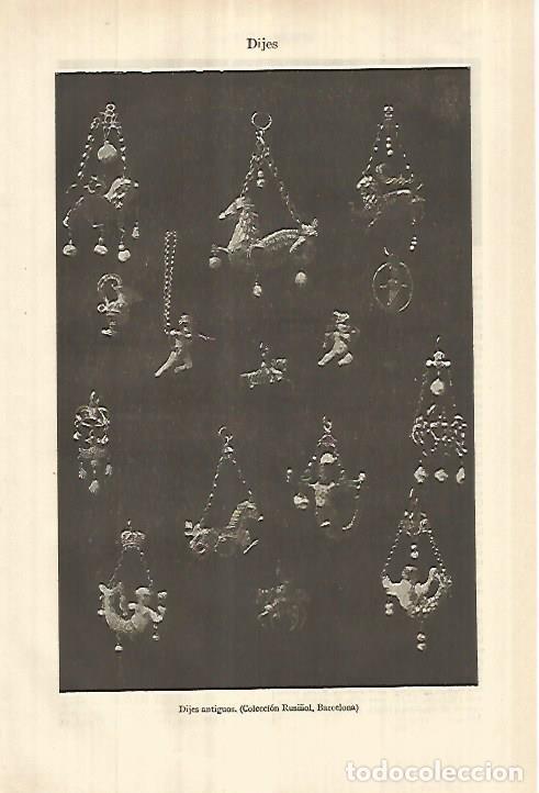 Postales: LAMINA ESPASA 27844: Dijes de la Coleccion Rusi&ntilde;ol de Barcelona - Varios