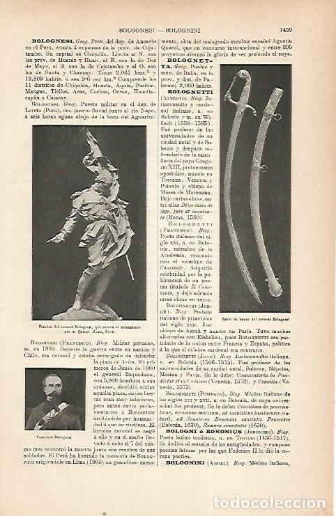 Postales: LAMINA ESPASA 22356: Sable del Coronel Bolognesi - Varios