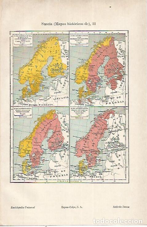 Postkarten: LAMINA ESPASA 22535: Mapas historicos de Suecia - Varios