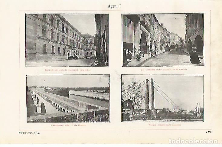 Postkarten: LAMINA ESPASA 15389: Vistas de Agen - Varios