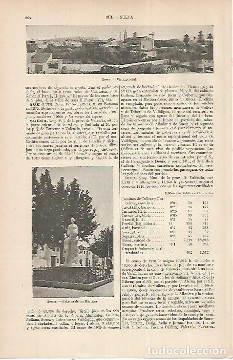 Postais: LAMINA ESPASA 22521: Estatua de los Martires en Sueca Valencia - Varios