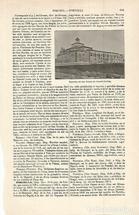 Cartoline: LAMINA ESPASA 15299: Convento de San Ramon de Portell Lleida - Varios