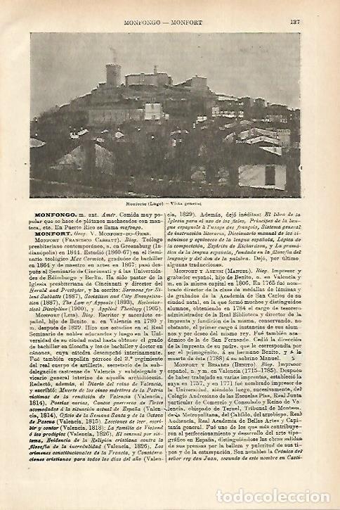 Cartoline: LAMINA ESPASA 27908: Vista de Monforte Lugo - Varios