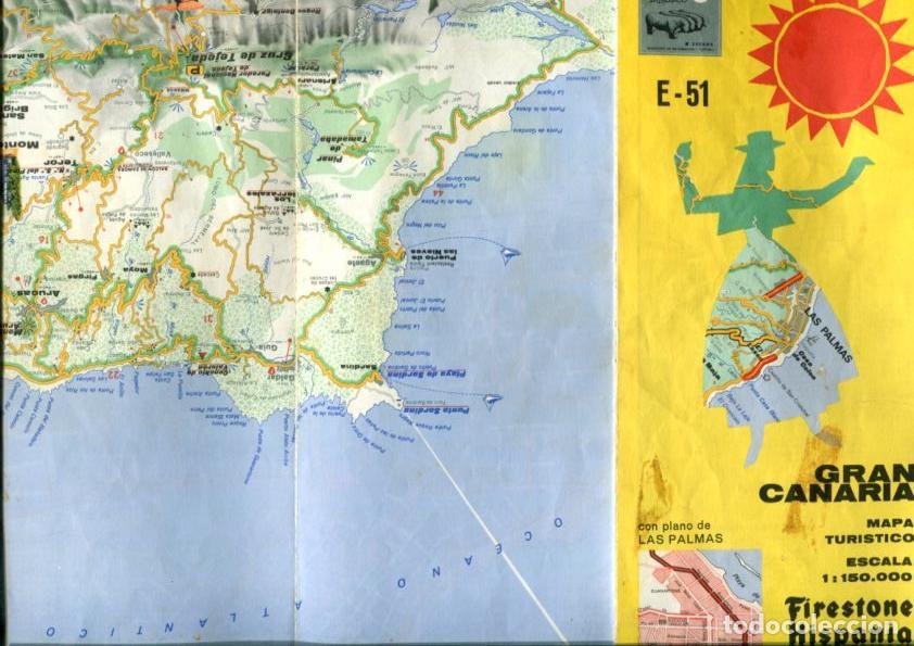 Postkarten: Mapa turistico Firestone Hispania E-51 para Gran Canaria, escala 1:150.000 con plano de Las Palmas -